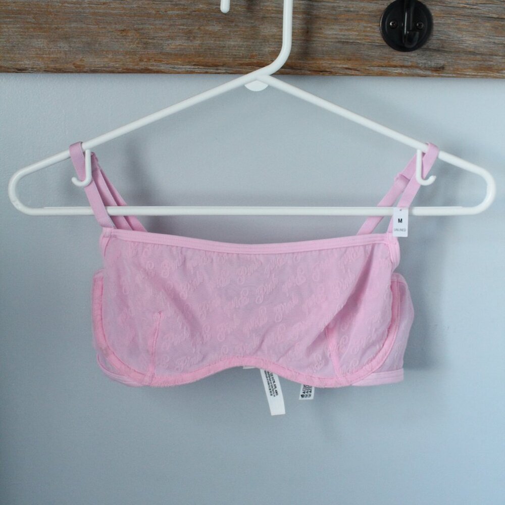 Pink Size M Pink Logo Bandeaux Bra Unlined